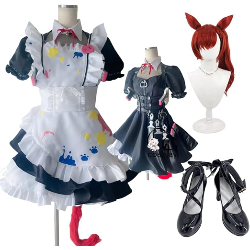 バーチャルアイドル 猫汰つな 戦闘メイド コスプレ衣装/ウィッグ/靴