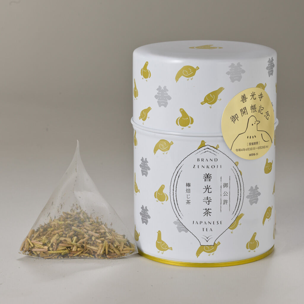 善光寺　ピンバッチ 御公許 善光寺茶 棒焙じ茶 缶タイプ | 長野商店会連合会オンラインストア