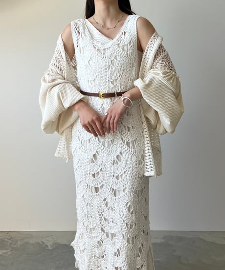 crochet layered sleeveless onepiece(2色)