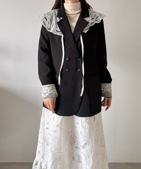 classic lace accent double jacket