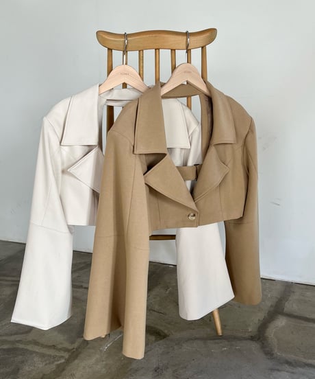 flare sleeve short jacket (brown)