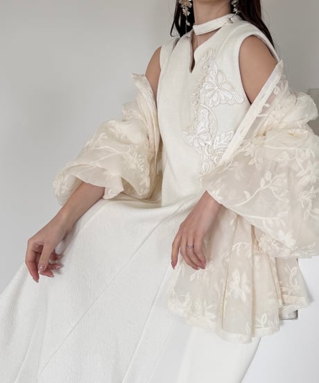 lace motif choker flare onepiece
