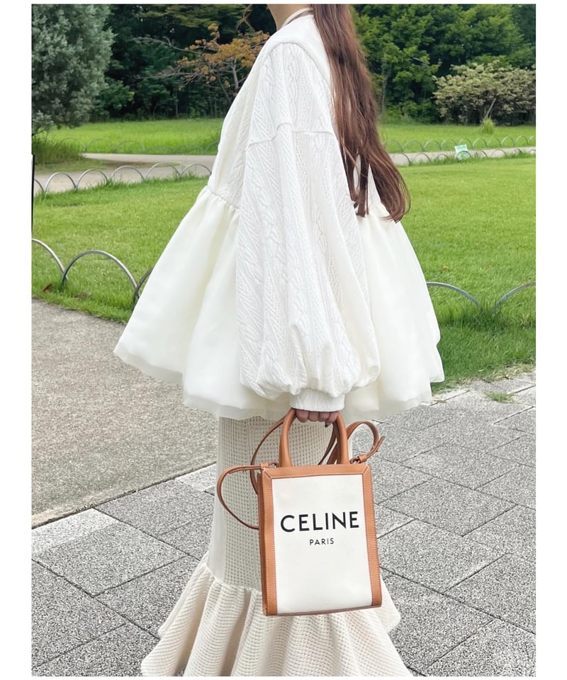 まむあむ　エルDaisy gather peplum UVcut volume tulle gather cardigan | AÉRMA boutique