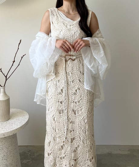crochet layered sleeveless onepiece(2色)