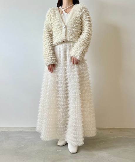 airy frill volume tulle skirt(white)