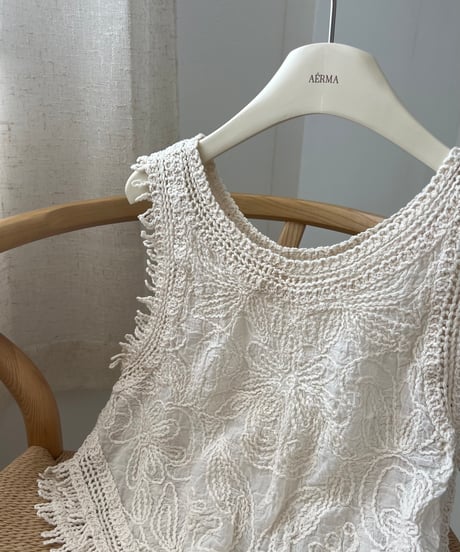 fringe embroidery lace vest
