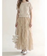 chiffon frill long skirt (3色)