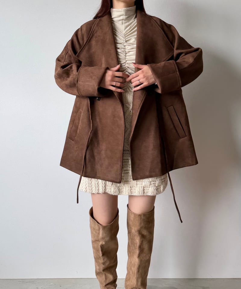 suede big collar short coat | AÉRMA boutique