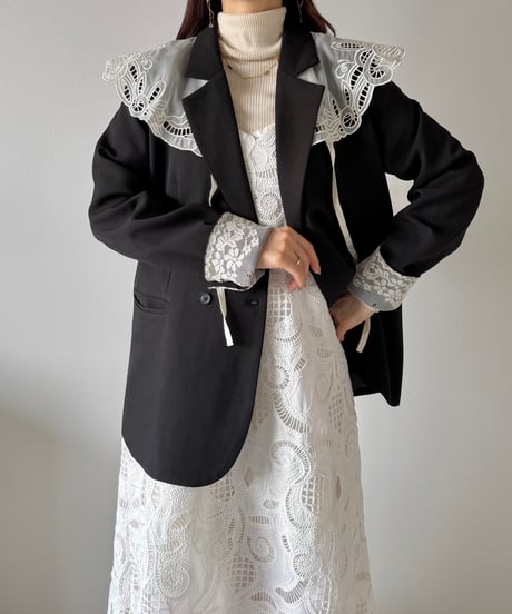 classic lace accent double jacket
