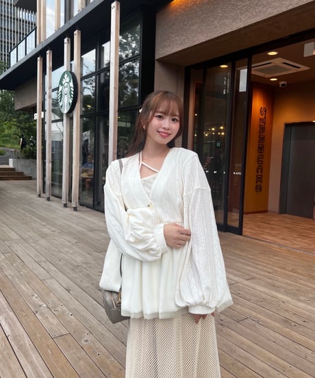 volume tulle gather cardigan
