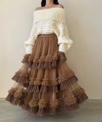 volume tulle gather skirt
