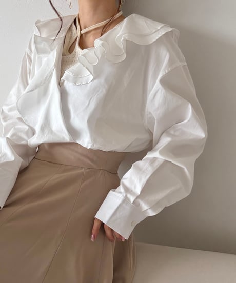airy ruffle long blouse