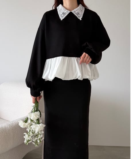 lace collar peplum balloon tops
