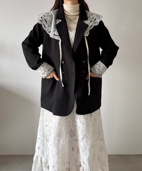 classic lace accent double jacket