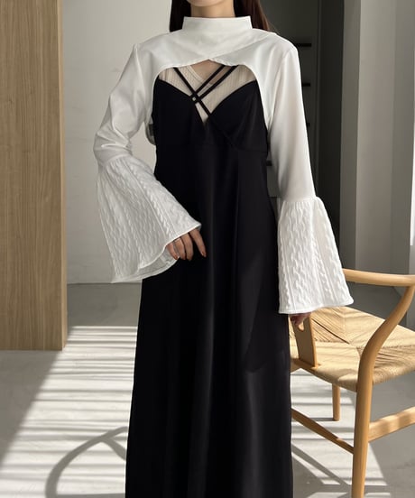 2way bell sleeve short tops