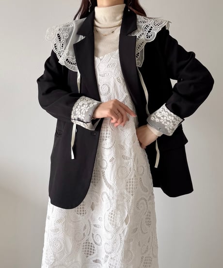 classic lace accent double jacket