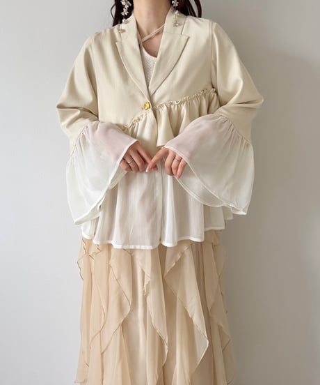 frill asymmetry sheer jacket