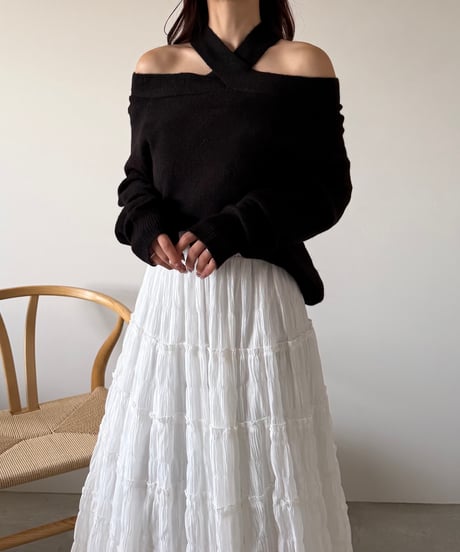cross detail offshoulder knit