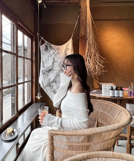 glitter rib off shoulder knit