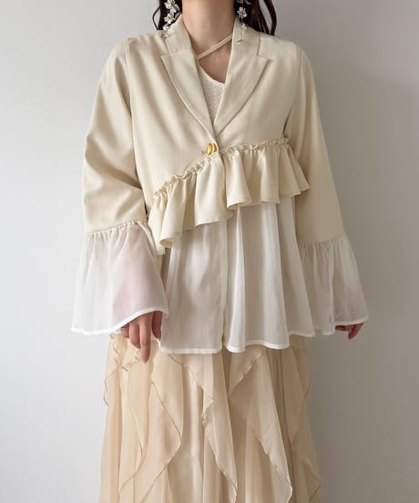 frill asymmetry sheer jacket