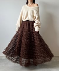 airy frill volume tulle skirt(brown)