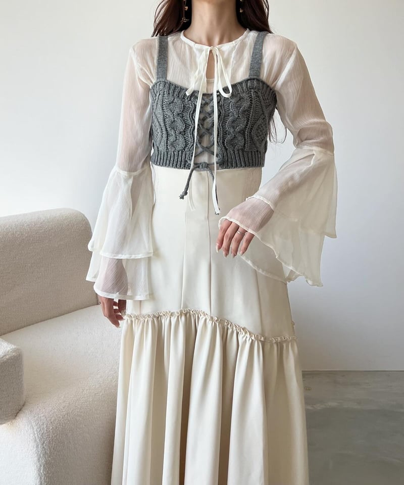 OAF ニットビスチェ　LAYERED WOOL BUSTIER GRAY LAYERED WOOL BUSTIER TAN