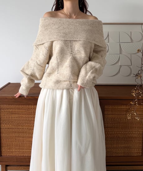 wide neck off shoulder knit