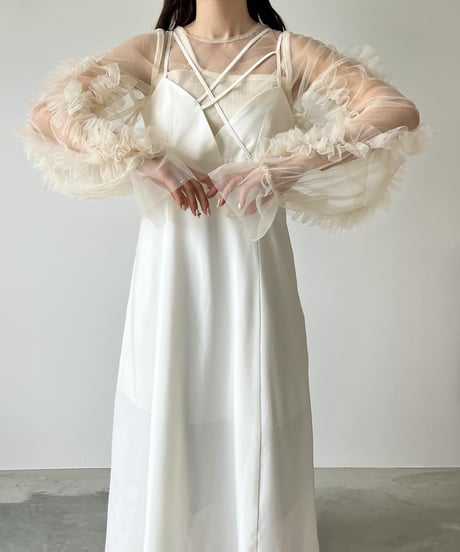 sheer gather volume blouse
