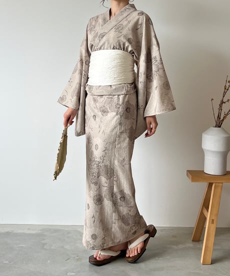 aèrma yukata.(浴衣＋帯)brown