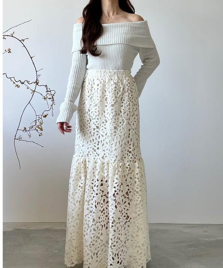 glitter rib off shoulder knit