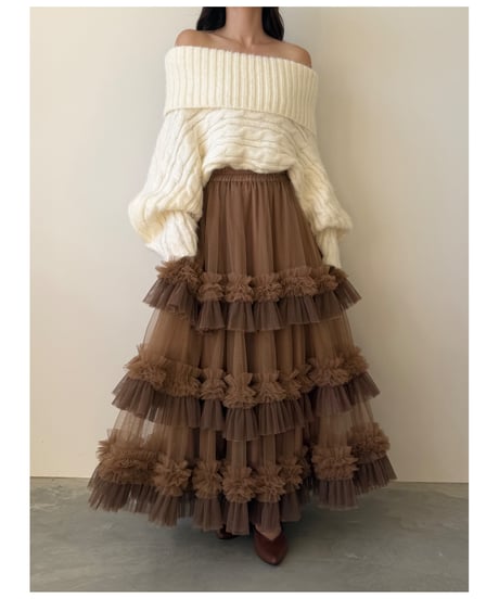 volume tulle gather skirt
