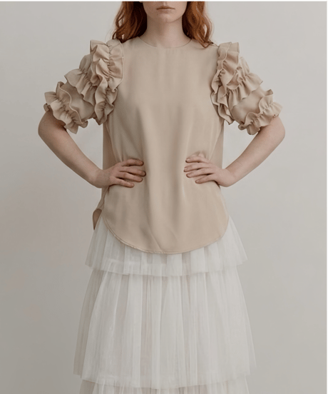 frill sleeve airy tops(3色)