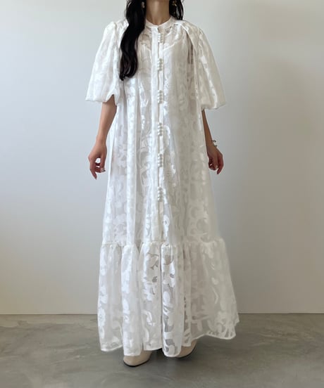 flower lace volume sleeve onepiece