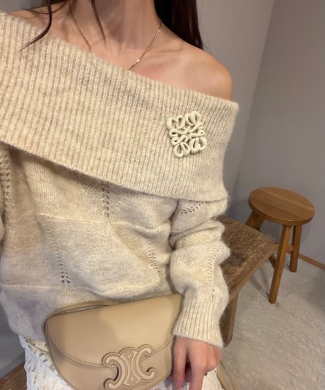 wide neck off shoulder knit