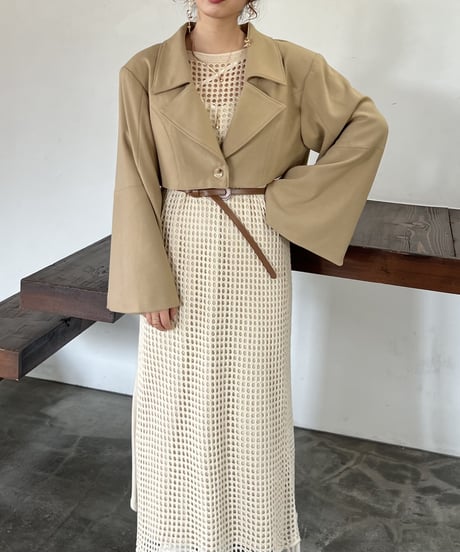 flare sleeve short jacket (brown)