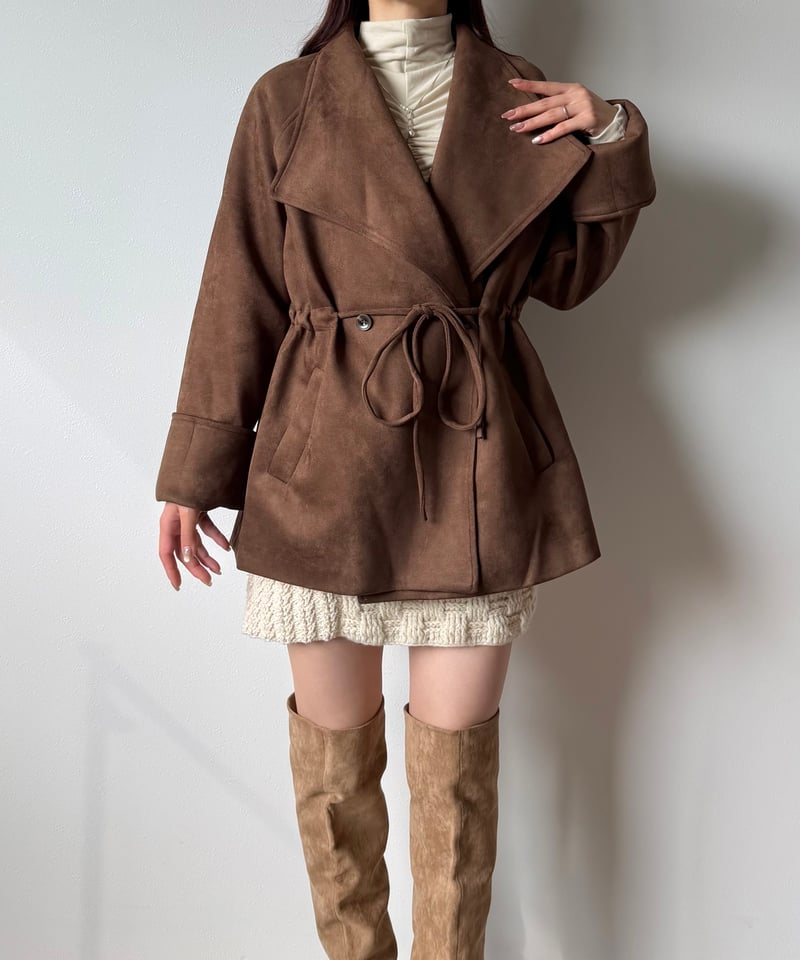 suede big collar short coat | AÉRMA boutique