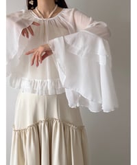 flare sleeve volume sheer blouse