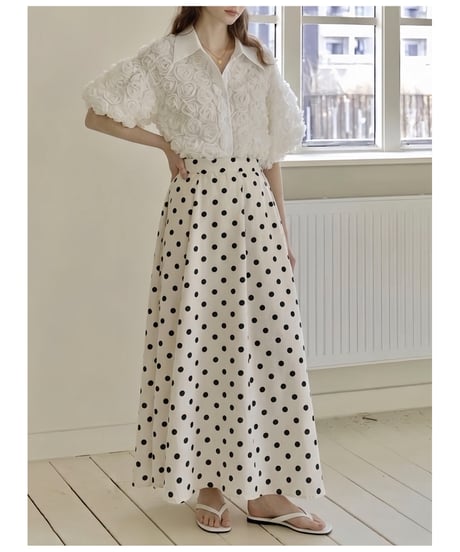 classical dot long skirt
