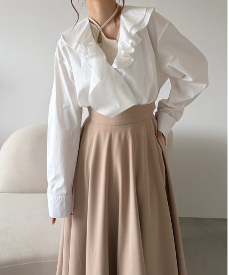 airy ruffle long blouse