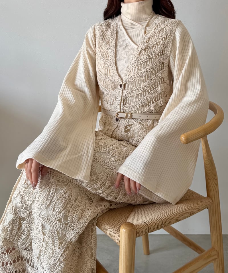 crochet race long vest | AÉRMA boutique