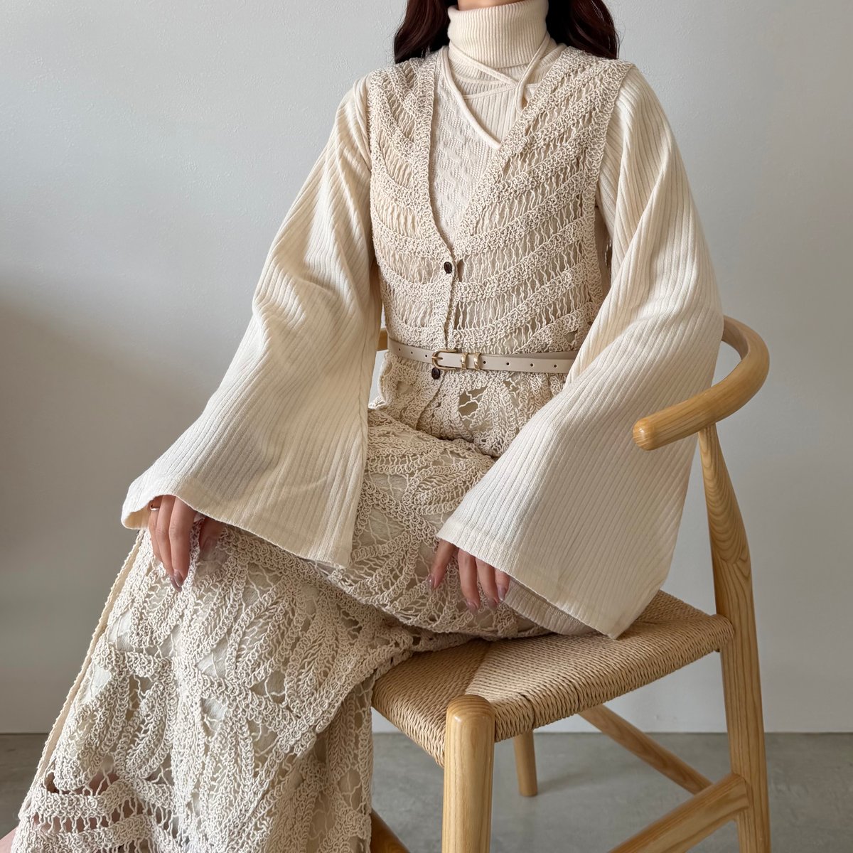 crochet race long vest | AÉRMA boutique