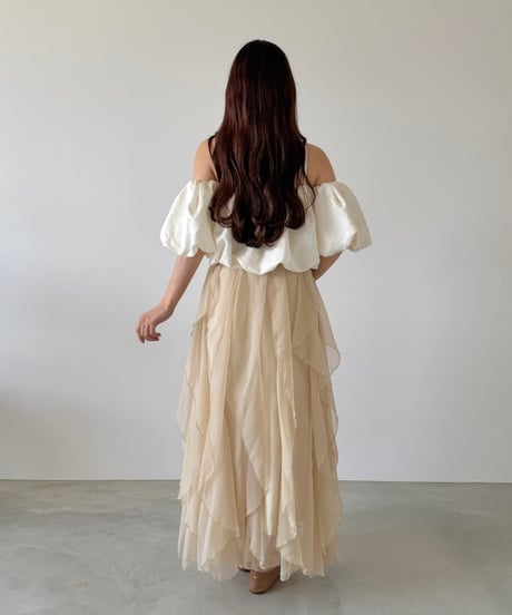 chiffon frill long skirt (3色)