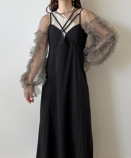 sheer gather volume blouse