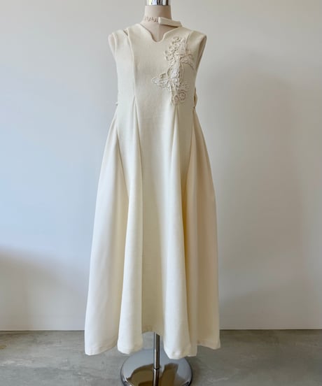 lace motif choker flare onepiece