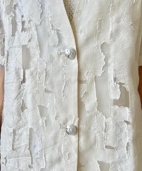 cut jacquard sheer jacket