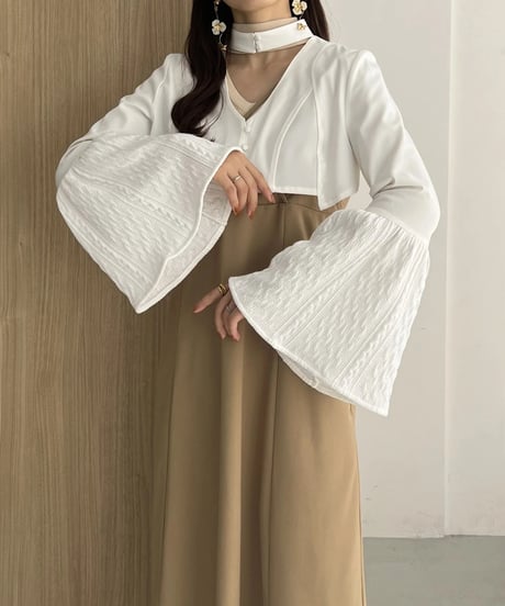 2way bell sleeve short tops