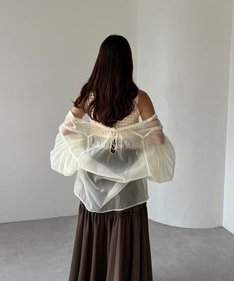 volume sheer many way blouse