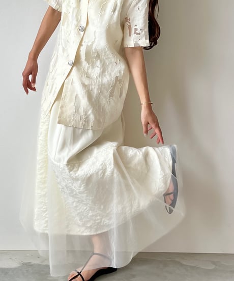 cut jacquard sheer jacket