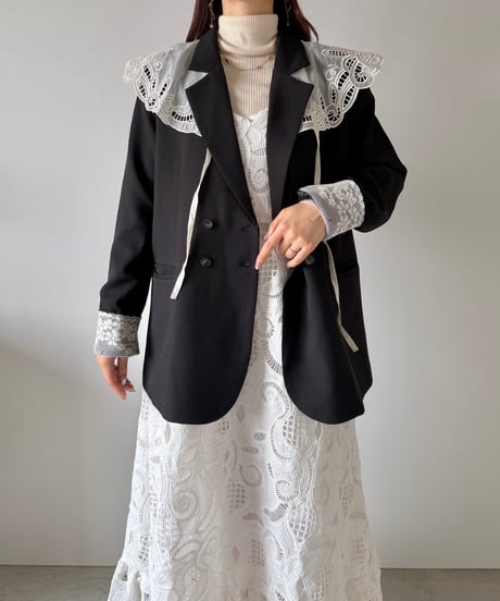 classic lace accent double jacket