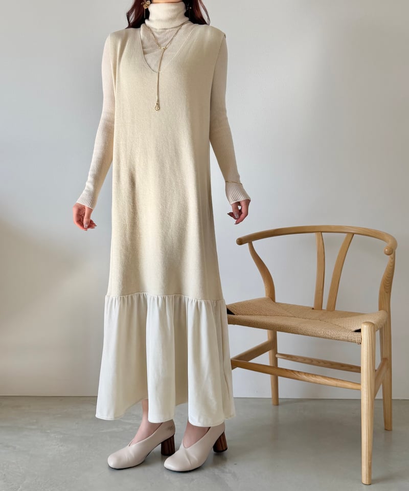 v neck tiered knit onepiece | AÉRMA boutique